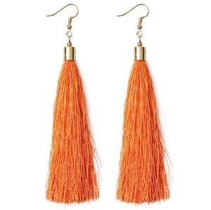 🧡 Bohemian Orange Tassel Earrings